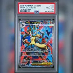Pokemon TCG Mega Lucario EX Holo 160/132 Secret Rare PSA 10 Ultra Rare - Image 1