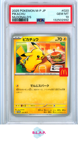 PIKACHU MCDONALD'S POKEMON JAPANESE M-P PROMO 2025 020 PSA 10 - Image 1
