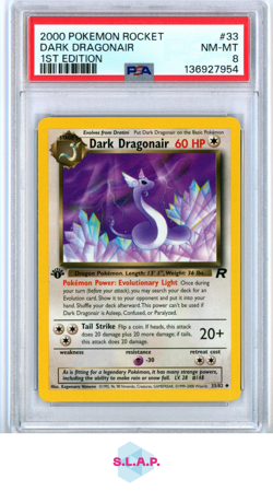 DARK DRAGONAIR 1ST EDITION POKEMON ROCKET 2000 33 PSA 8 - Image 1