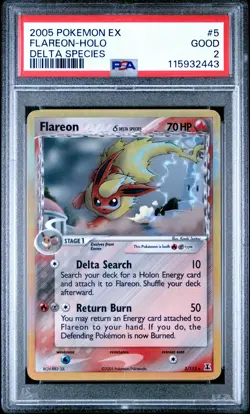 2005 POKEMON EX DELTA SPECIES #5 FLAREON-HOLO PSA 2 - Image 1