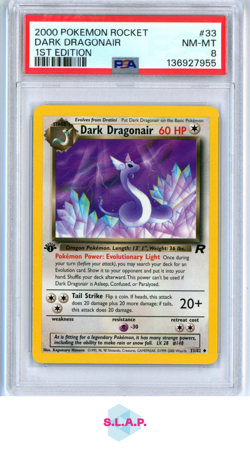 DARK DRAGONAIR 1ST EDITION POKEMON ROCKET 2000 33 PSA 8 - Image 1