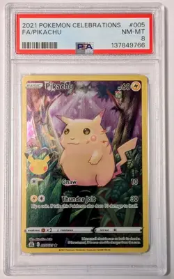 PSA 8 2021 Pokemon Celebrations Pikachu 005 Full Art Holo Mint - Image 1