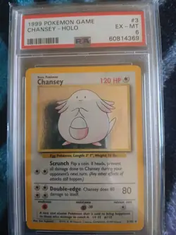 1999 Pokemon Game Chansey Holo #3 PSA 6 - Image 1