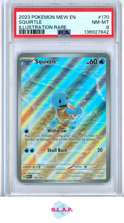 SQUIRTLE ILLUSTRATION RARE POKEMON MEW EN-151 2023 170 PSA 8 - Image 1