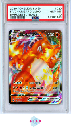 FA/CHARIZARD VMAX DARKNESS ABLAZE POKEMON SWSH DARKNESS ABLAZE 2020 020 PSA 10 - Image 1