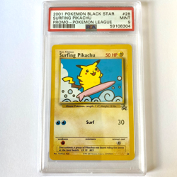 PSA 9 Surfing Pikachu MINT #28 Black Star Promo 2001 Pokemon 59108304 - Image 1