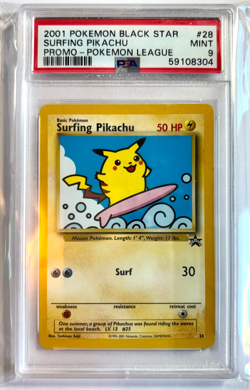 PSA 9 Surfing Pikachu MINT #28 Black Star Promo 2001 Pokemon 59108304 - Image 3