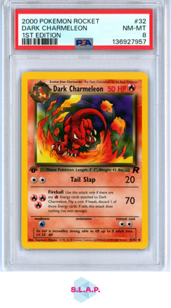 DARK CHARMELEON 1ST EDITION POKEMON ROCKET 2000 32 PSA 8 - Image 1