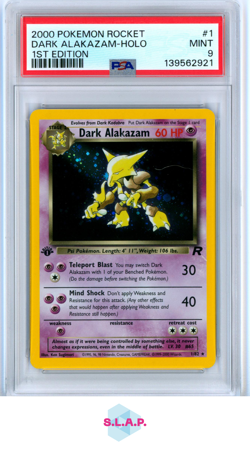 DARK ALAKAZAM-HOLO 1ST EDITION POKEMON ROCKET 2000 1 PSA 9 - Image 1