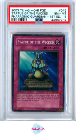 STATUE OF THE WICKED PHARAONIC GRDN.-1ST ED. 2003 YU-GI-OH! PGD- GUARD 046 PSA 8 - Image 1