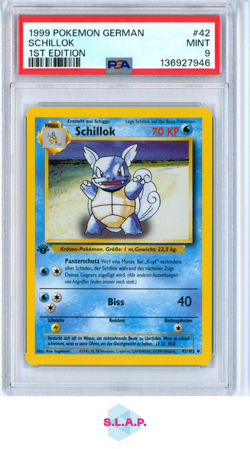 SCHILLOK 1ST EDITION POKEMON GERMAN 1999 42 PSA 9 - Image 1