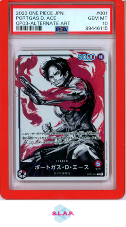 PORTGAS D. ACE ALT ART ONE PIECE JAP OP03-PILLARS OF STRENGTH 2023 001 PSA 10 - Image 1