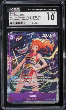 2025 One Piece Best Selection Vol 4 Alt Art Parallel Nami #OP09-070 CGC 10 - Image 1