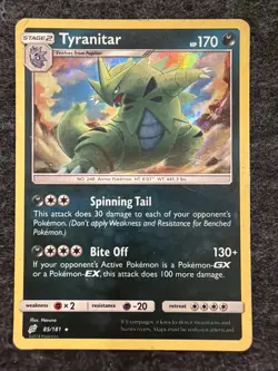 Pokemon TCG Tyranitar Holo Rare Card Sun & Moon Team Up 2019 85/181 MP - Image 1