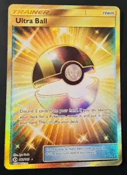 Pokemon TCG Ultra Ball Gold Secret Rare Holo Card Sun and Moon 161/149 - Image 1