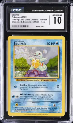 2023 POKEMON TRADING CARD GAME CLASSIC #1 SQUIRTLE CGC 10 GEM MINT - Image 1