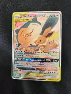 Pokemon Evee and Snorlax GX Full Art Tag Team Promo Card - Image 1
