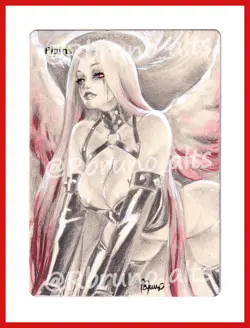Hand Painted Altered Mtg Plains Card Anime Girl - Image 1