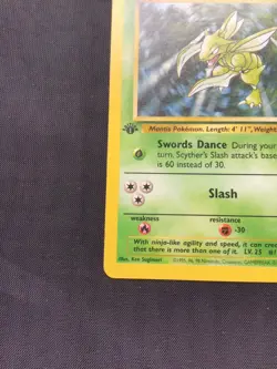 Pokemon Cards: 1st Edition Jungle Rare: Scyther 26/64 - Image 5