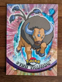 TAUROS Series 3 TV POKEMON Non-Holo 2000 TOPPS Trading Card #128 (Crease) - Image 1