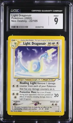 CGC 9 MINT Light Dragonair 22/105 Neo Destiny Rare 2002 Vintage WOTC Pokemon - Image 1
