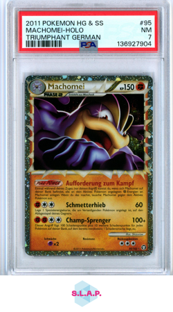 MACHOMEI-HOLO TRIUMPHANT GER POKEMON GER HEARTGOLD & SOULSILVER 2011 95 PSA 7 - Image 1