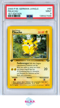 PIKACHU 1ST EDITION POKEMON GERMAN JUNGLE 2000 60 PSA 9 - Image 1