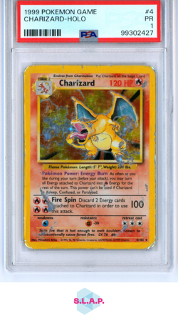 CHARIZARD POKEMON 4 1999 BASE SET HOLO ENGLISCH PSA 1 - Image 1