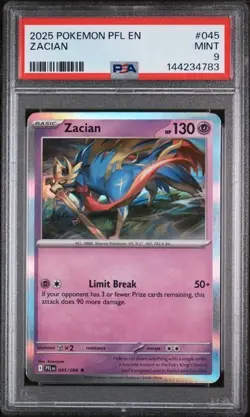 POKEMON 2025 Zacian Pfl En-Phantasmal Flames Holo #045 PSA 9 - Image 1