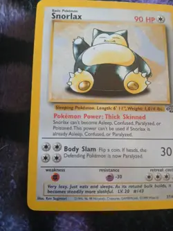 Pokemon TCG #143 Snorlax Rare Unlimited Base Set 30/130 Non Holo - Image 2