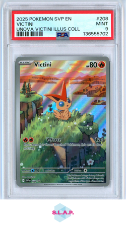 VICTINI UNOVA VICTINI ILLUS COLL POKEMON SVP EN-SV BLCK STR PROMO 2025 208 PSA 9 - Image 1