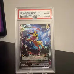 2021 POKEMON SWSH PREMIUM COLLECTION PROMO #184 FULL ART/JOLTEON VMAX PSA 8 - Image 1