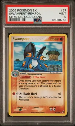 PSA 9 Swampert 27/100 Reverse Holo Foil Stamped Crystal Guardians 2006 Pokemon - Image 1