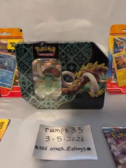 Pokemon Paldean Fates Great Tusk Ex Tin Sealed (Small dent)+ Sealed Lot Large - Image 2