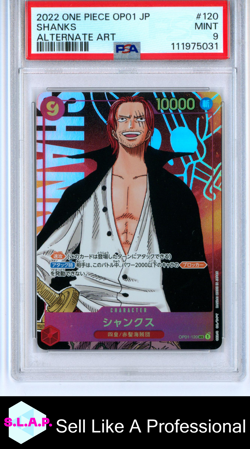 SHANKS ALTERNATE ART ONE PIECE JAPANESE OP01-ROMANCE DAWN 2022 120 PSA 9 - Image 1