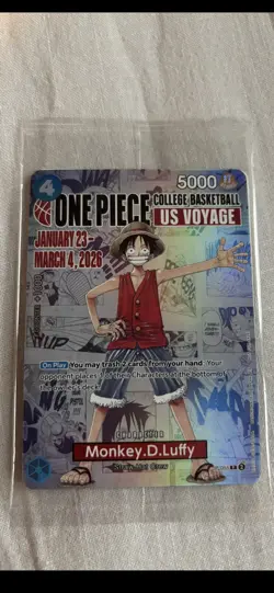 Monkey.D.Luffy College Basketball US Voyage P-055 One Piece Promo Sealed - Image 1