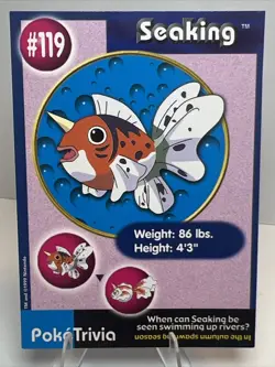 MP+ Seaking #119 Burger King UNPERFORATED Poke Trivia Card 1999 Pokemon Card - Image 1