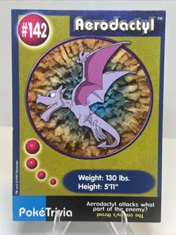 LP- Aerodactyl #142 Burger King UNPERFORATED Poke Trivia Card 1999 Pokemon Card - Image 1