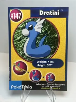 LP- Dratini #147 Burger King UNPERFORATED Poke Trivia Card 1999 Pokemon Card - Image 1