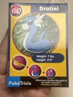 LP- Dratini #147 Burger King UNPERFORATED Poke Trivia Card 1999 Pokemon Card - Image 3