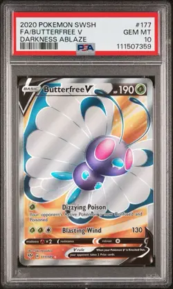 2020 Pokemon Darkness Ablaze #177 Full Art Butterfree V PSA 10 Card GEM MINT! - Image 1
