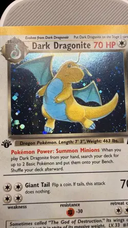 Pokemon Dark Dragonite 1st Edition Holo Rare Card - Image 5