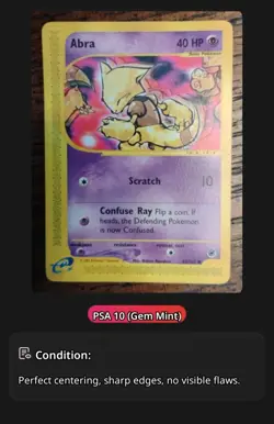 Pokemon Abra Expedition Base Set Common English PSA 10 Card #093/165 Regular - Image 1