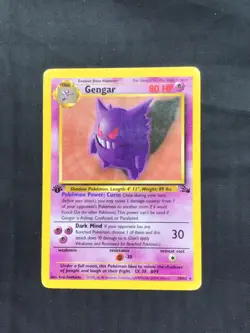 Pokemon Cards: Fossil 1st Edition Rare: Gengar 20/62 - Image 1
