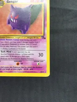 Pokemon Cards: Fossil 1st Edition Rare: Gengar 20/62 - Image 4