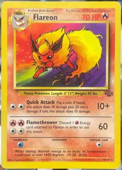 VLP 🔥 Pokemon TCG Flareon Card 19/64 Jungle Unlimited Rare Non-Holo - Image 1
