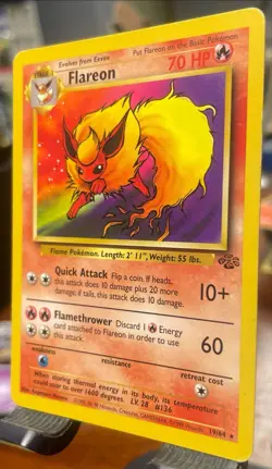 VLP 🔥 Pokemon TCG Flareon Card 19/64 Jungle Unlimited Rare Non-Holo - Image 2