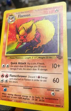 VLP 🔥 Pokemon TCG Flareon Card 19/64 Jungle Unlimited Rare Non-Holo - Image 4