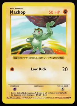 Machop 052/102 Common Base Set (Shadowless) Pokemon Card - Image 1