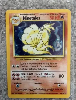 Pokemon Ninetales TCG Base Set Holo Card 12/102 Shadowless 1st Edition - Image 1